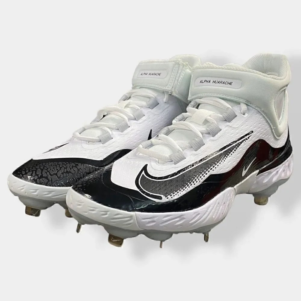 Nike Alpha Huarache Elite 4 Mid Mens Black Baseball Cleats FD2744-101 size 8 New